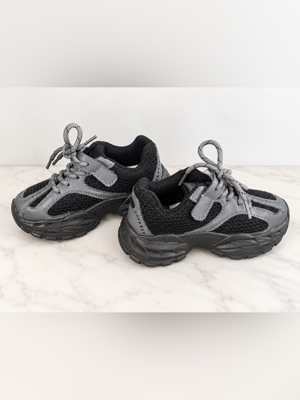 Kids Black and Gray Athletic Sneakers - Comfortable Everyday Shoes